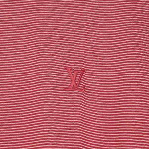 ルイヴィトン LOUIS VUITTON コットンシルク ロゴ刺繍 ボーダー Tシャツ カットソー 半袖 M レッド/ホワイト RM061 MIKN55E26 国内正規 メンズ
