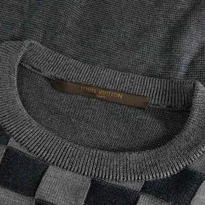 ルイヴィトン LOUIS VUITTON シルク ダミエ クルーネックニット セーター 長袖 S グレー/ネイビー RM081M MMKN09E47 国内正規 メンズ