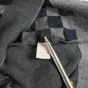 ルイヴィトン LOUIS VUITTON シルク ダミエ クルーネックニット セーター 長袖 S グレー/ネイビー RM081M MMKN09E47 国内正規 メンズ