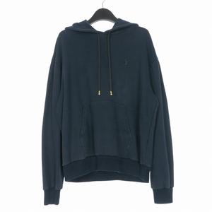 ルイヴィトン LOUIS VUITTON コットンシルク プルオーバーパーカー フーディ 長袖 L ネイビー 紺 RM252MQ UQQ HTY49W 国内正規 メンズ