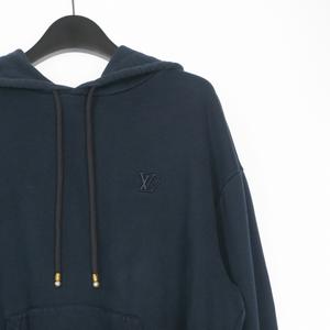 ルイヴィトン LOUIS VUITTON コットンシルク プルオーバーパーカー フーディ 長袖 L ネイビー 紺 RM252MQ UQQ HTY49W 国内正規 メンズ