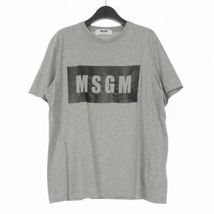 エムエスジーエム MSGM ボックスロゴ プリント Tシャツ カットソー 半袖 M グレー 2440MM67 国内正規 メンズ