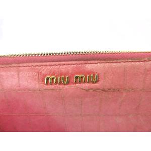ミュウミュウ miumiu 長財布 クロコ型押し ラウンドジップ