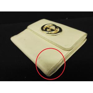 美品 GUCCI グッチ インターロッキング 二つ折り 長財布 ホワイト　白 グッチ GUCCI インターロッキングG 財布 二つ折り レザー 白