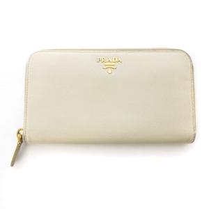 プラダ PRADA 長財布 ラウンドファスナー レザー 白 ホワイト ☆CA☆キ 