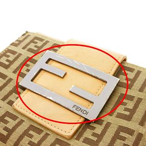 フェンディ FENDI ズッキーノ 財布 二つ折り Wホック ベージュ 8M0035