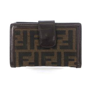 フェンディ FENDI ズッカ 財布 二つ折り がま口 茶 ブラウン 01692