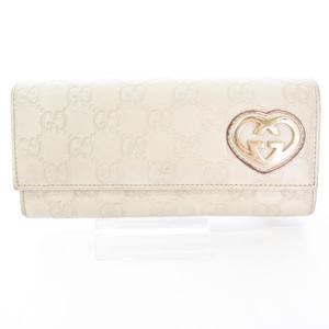 グッチ GUCCI ラブリーハート シマ 長財布 総柄 白 ホワイト 245728