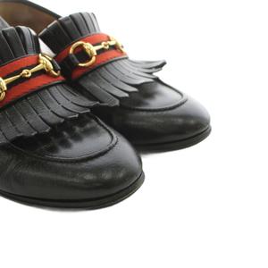 グッチ GUCCI ホースビット ローファー フリンジ レザー 8 黒 ブラック 699373 /AN メンズ