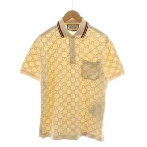 グッチ GUCCI GG柄 ポロシャツ 半袖 刺繍 S ベージュ 753572 XJFUG /AN メンズ