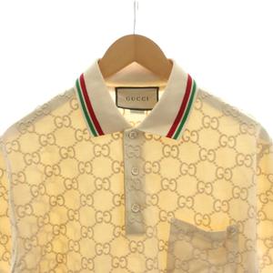 グッチ GUCCI GG柄 ポロシャツ 半袖 刺繍 S ベージュ 753572 XJFUG /AN メンズ