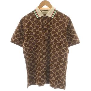 グッチ GUCCI GG柄 ポロシャツ 半袖 刺繍 S 茶 ブラウン 598956 XJB0U /AN レディース