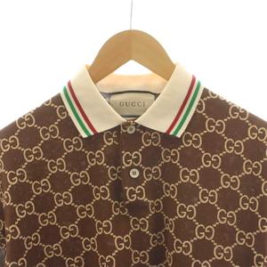 グッチ GUCCI GG柄 ポロシャツ 半袖 刺繍 S 茶 ブラウン 598956 XJB0U /AN レディース