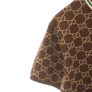 グッチ GUCCI GG柄 ポロシャツ 半袖 刺繍 S 茶 ブラウン 598956 XJB0U /AN レディース