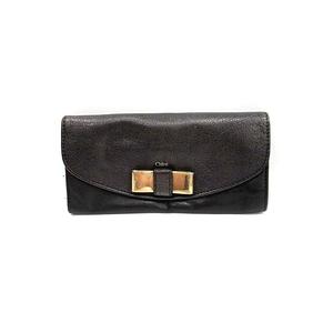 クロエ CHLOE 長財布 二つ折り リリィ レザー リボン 黒 /SN30 