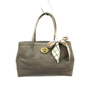 コーチ COACH バッグ ハンド ショルダー スカーフ レザー グレー 