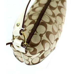 Coach ミニミニバッグ ブラウン/ホワイト コーチ COACH ポーチ ミニバッグ ハンド シグネチャー ベージュ 白
