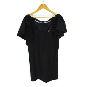 リンガ フランカ Lingua Franca ストライプ ワンピース ミニ 半袖 フリル ブラック 黒 size F レディース