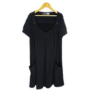 スポーツマックスコード マックスマーラ SPORTMAX CODE 裏起毛 ワンピース 半袖 ひざ丈 ブラック 黒 無地 size L レディース