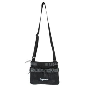 シュプリーム SUPREME サコッシュ ショルダーバッグ ロゴ 総柄 マチ拡張 ブラック QQQ ☆AA★ メンズ レディース