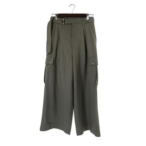 ルーニィ LOUNIE ワイド ウエスト ゴム パンツ ロング ベルト 無地 サイズ40 グレー QQQ レディース