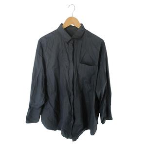 ジーユー GU カットソー シャツ 長袖 ボタン 無地 ネイビー サイズXL QQQ メンズ