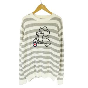 キャロウェイ CALLAWAY ニット セット 丸首 長袖 ボーダー プリント グレー ホワイト サイズM QQQ メンズ