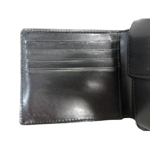 ポールスミス PAUL SMITH 財布 サイフ 二つ折り ウォレット 小銭入れ レザー調 ロゴ 型押し 裏地 無地 ブラック QQQ メンズ