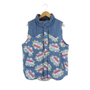 ヒステリックグラマー HYSTERIC GLAMOUR スーパーヒステリック SUPER HYSTERIC デニム 中綿 ベスト ジップアップ ロゴプリント 01203AV01 サイズ S インディゴ QQQ レディース