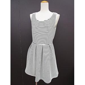 グレイル Grl ワンピース ノースリーブ ボーダー柄 タック M 白 黒 ホワイト ブラック 中古 148 ベクトルパーク