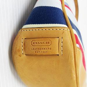 コーチ COACH 7749 アクセサリーポーチ バッグ 鞄 ボーダー キャンバス