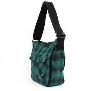 ポーター PORTER ショルダーバッグ 鞄 チェック柄 モスグリーン 黒 