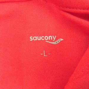 サッカニー SAUCONY オールインワン 半袖 フーディー ショートパンツ ロゴプリント ピンク イエロー 黄色 L レディース