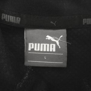 プーマ ロゴプリント 長袖 スウェットパーカー L ブラック PUMA プルオーバー トレーナー メンズ 中古古着 PUMA プリント スウェット パーカー