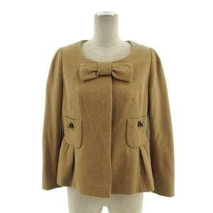 ポールカ PAULE KA ジャケット ノーカラー 長袖 リボン ブラウン系 