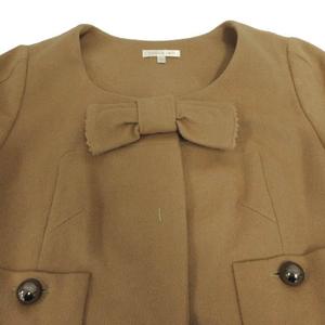 ポールカ PAULE KA ジャケット ノーカラー 長袖 リボン ブラウン系 