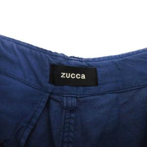 ズッカ zucca パンツ ワイドパンツ リネン混 日本製 ブルー 青 L