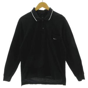 ナイキゴルフ NIKE GOLF ポロシャツ ロゴ刺繍 長袖 コットン 配色 ブラック 黒 ホワイト 白 S メンズ