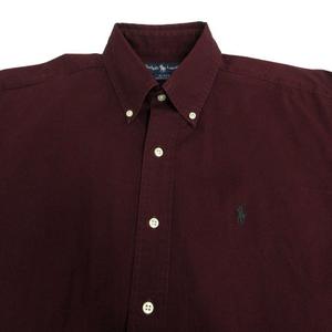 ラルフローレン RALPH LAUREN 90年代 BLAKE ボタンダウンシャツ HS-RL-IA0605 ポニー刺繍 長袖 コットン エンジ M メンズ