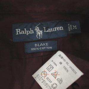 ラルフローレン RALPH LAUREN 90年代 BLAKE ボタンダウンシャツ HS-RL-IA0605 ポニー刺繍 長袖 コットン エンジ M メンズ