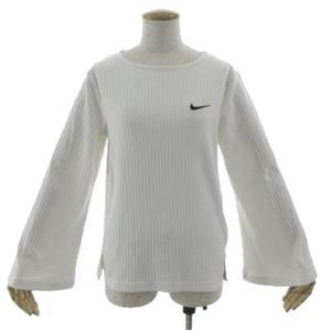 ナイキ NIKE W RIB JRSY LS TOP ロングスリーブ DV7867-133 ロゴ刺繍 フレア袖 裾スリット コットン混 ホワイト 白 S レディース