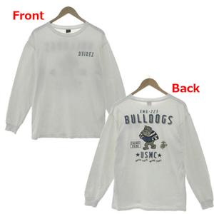 アヴィレックス AVIREX ブルドッグ ロングスリーブTシャツ 長袖Ｔシャツ 783-2230014 ロゴ刺繍 コットン ホワイト 白 L メンズ