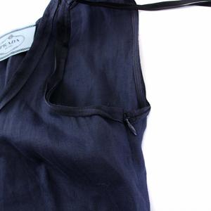 プラダ PRADA ノースリーブワンピース ひざ丈 フレア 麻 リネン