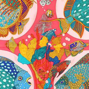 エルメス HERMES カレ90 Grands Fonds 深海 スカーフ シルク 魚柄