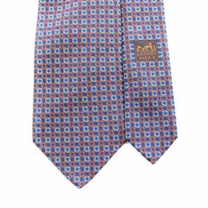 エルメス HERMES ネクタイ レギュラータイ 総柄 絹 シルク 赤 レッド 青 ブルー 659259T /YT ■OH ■MU メンズ