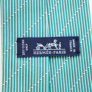 エルメス HERMES ネクタイ ストライプ シルク 緑 グリーン /☆G ■MU ■OH メンズ