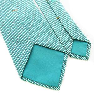 エルメス HERMES ネクタイ ストライプ シルク 緑 グリーン /☆G ■MU ■OH メンズ