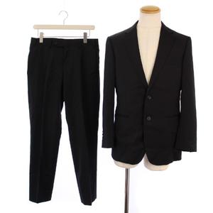バーバリー BURBERRY セットアップ スーツ 上下 テーラードジャケット 背抜き シングル 2B パンツ ジップフライ ストライプ柄 ウール 90-78-165 黒 /BM ■BM メンズ
