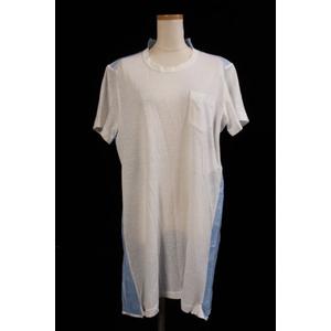 サカイ Sacai ワンピース 半袖 ひざ丈 異素材 切替 1 白 ホワイト 青 ブルー Y0418 レディース 164 ベクトルパーク