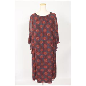 アナイ Anayi 17aw ワンピース ロング フレアスリーブ 花柄 シルク 38 紺 ネイビー Mm0514 レディース 164 ベクトルパーク